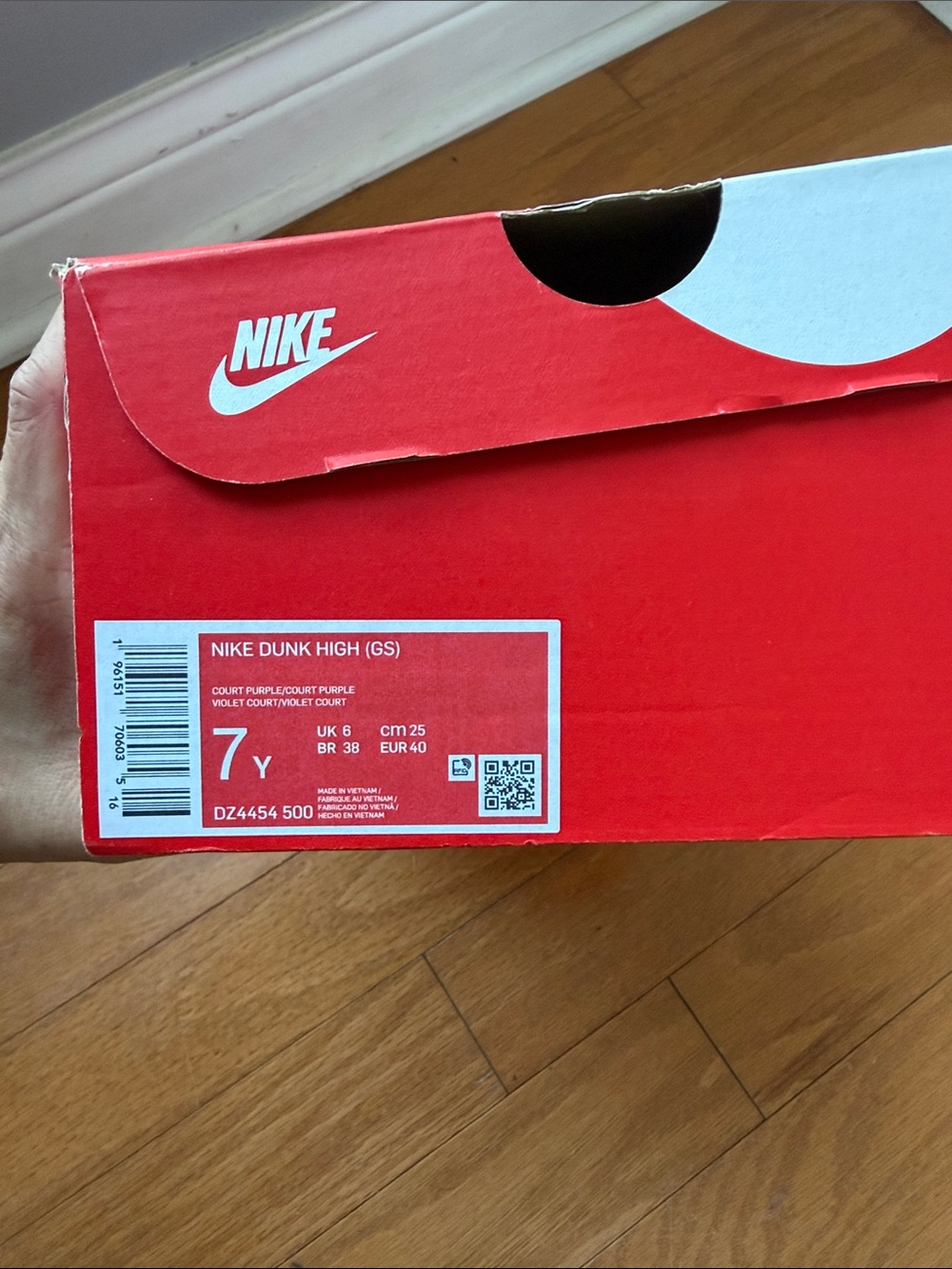 Nike Kids Dunk High in Red/White Box (Youth 7Y)